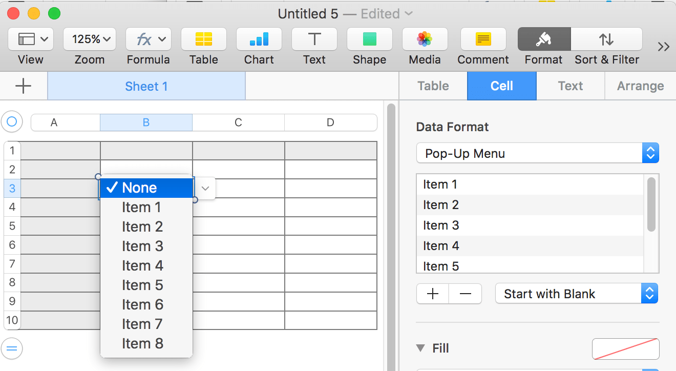 How do I create a drop down list in numbe… Apple Community