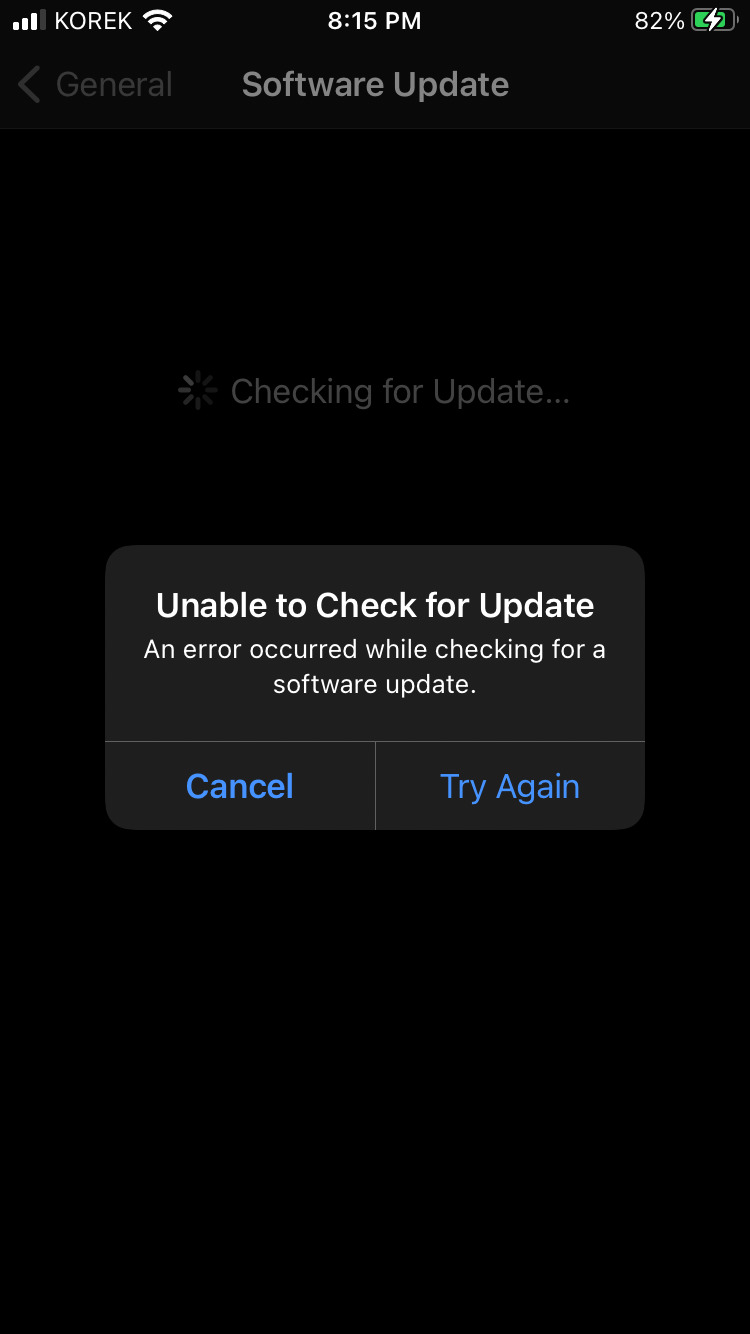 iPhone says "Unable to Check for Update" Apple Community