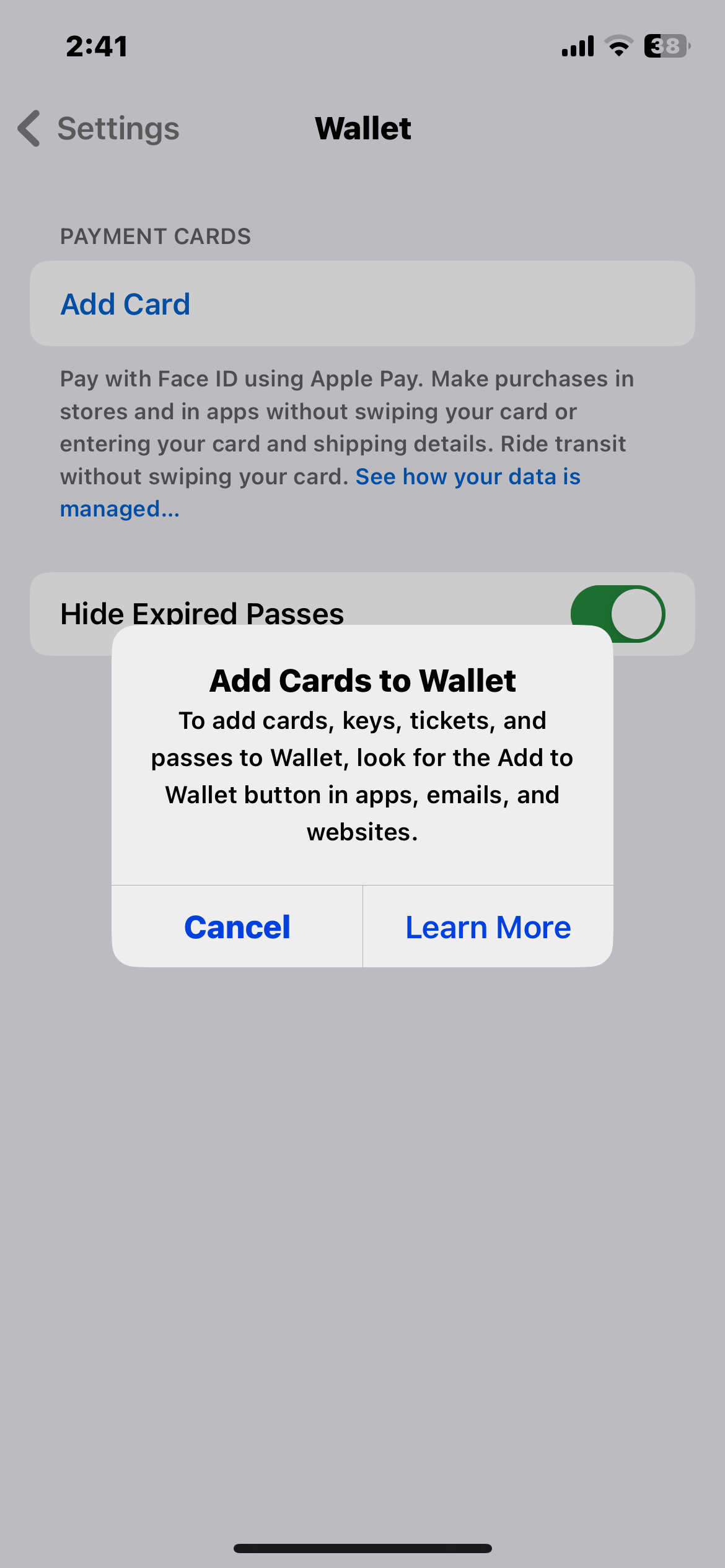 I can’t add any card on wallet Apple Community