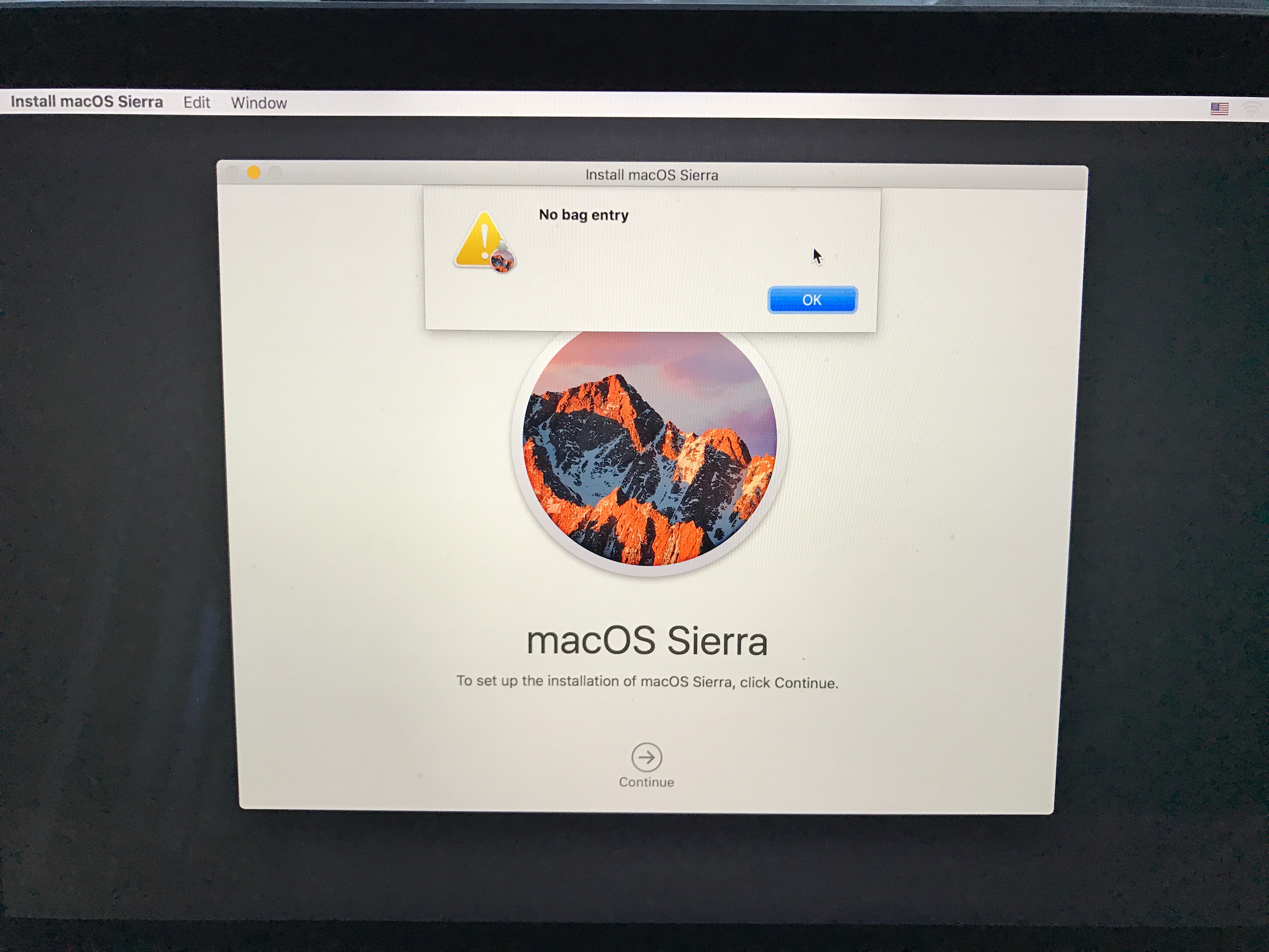 "No bag entry" error when trying to resto… Apple Community