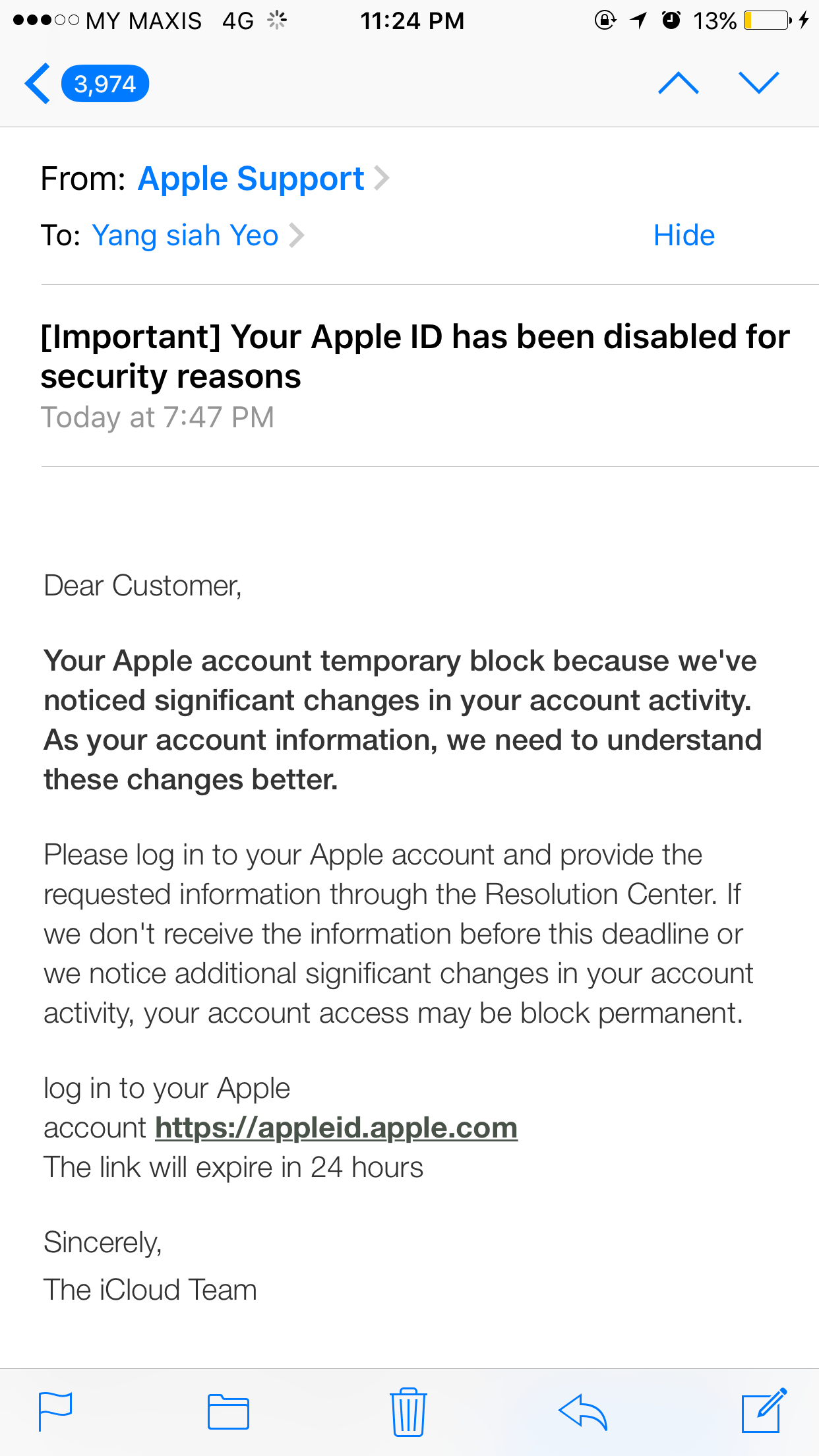 Is this genuine email from apple support?… Apple Community