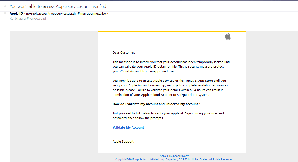 Fake email of apple id; validating my acc… Apple Community
