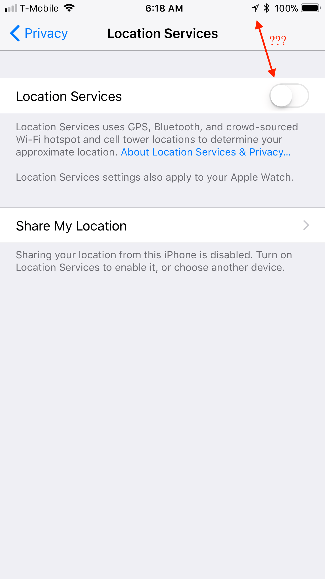 iOS 11 hollow arrow and system location s… Apple Community