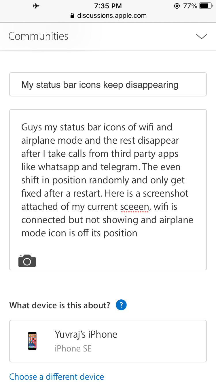 My status bar icons keep disappearing Apple Community