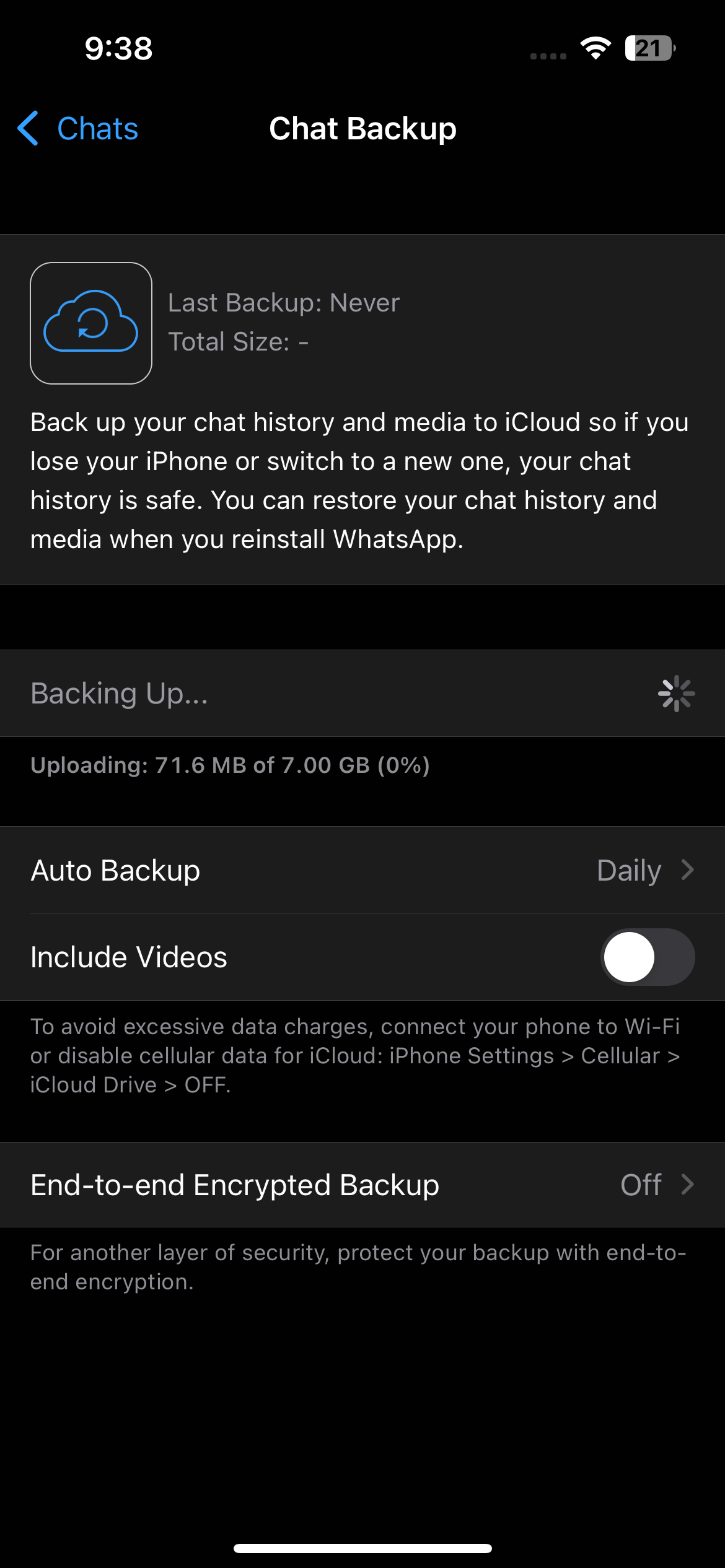 WhatsApp not backup Apple Community