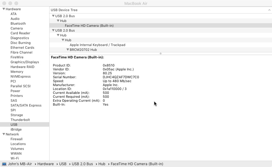 MacBook Air 3,1 Camera not working after… Apple Community