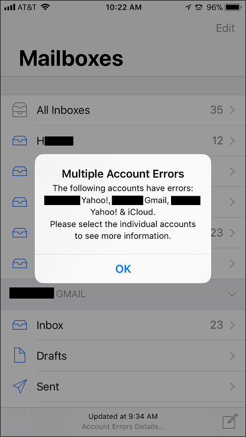 Mailboxes Multiple Account Errors Apple Community
