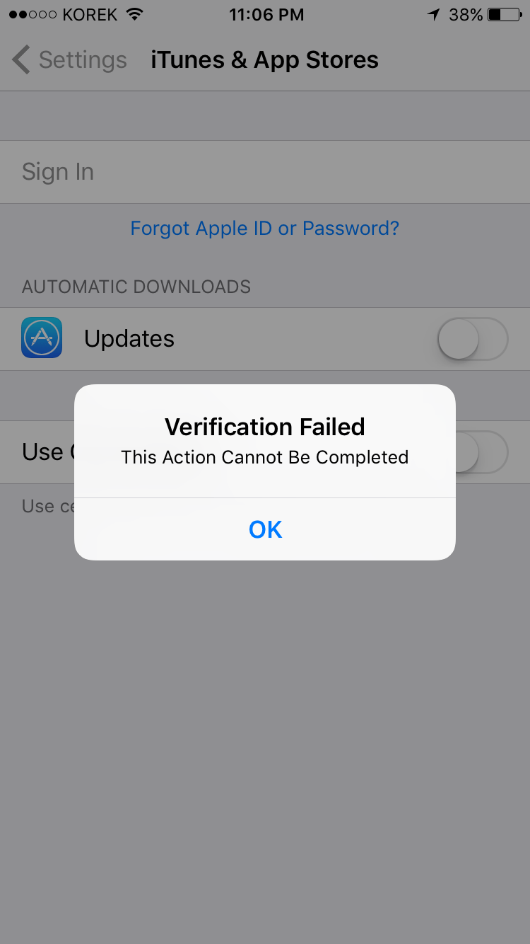 verification failed this action cannot be… Apple Community