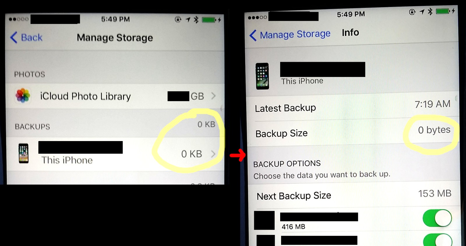 iCloud backup size "0 KB" what does thi… Apple Community