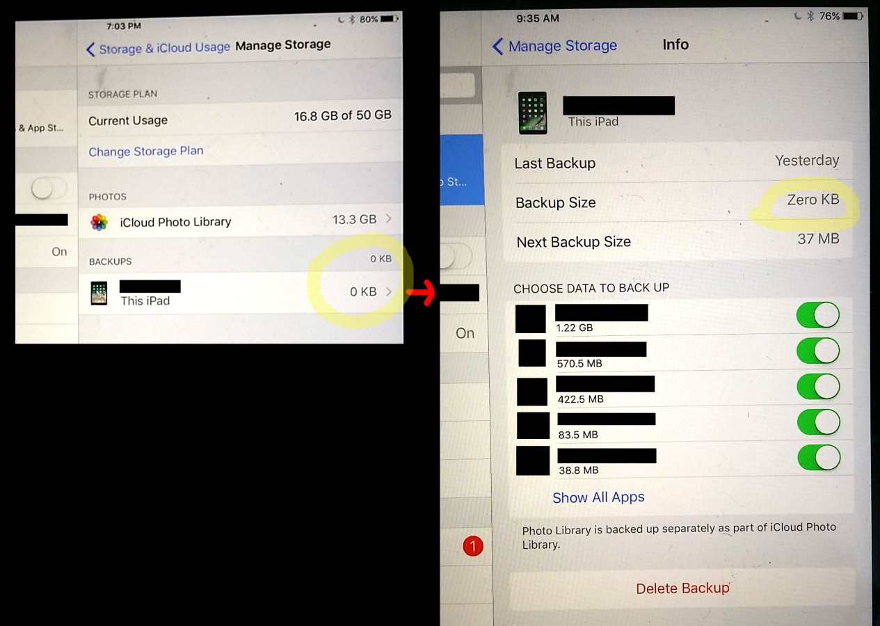 iCloud backup size "0 KB" what does thi… Apple Community