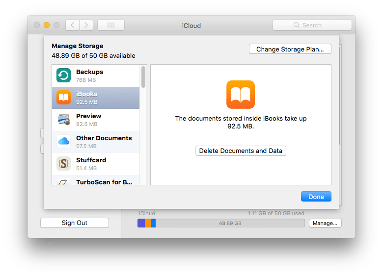 iBooks message iCloud storage full (but… Apple Community