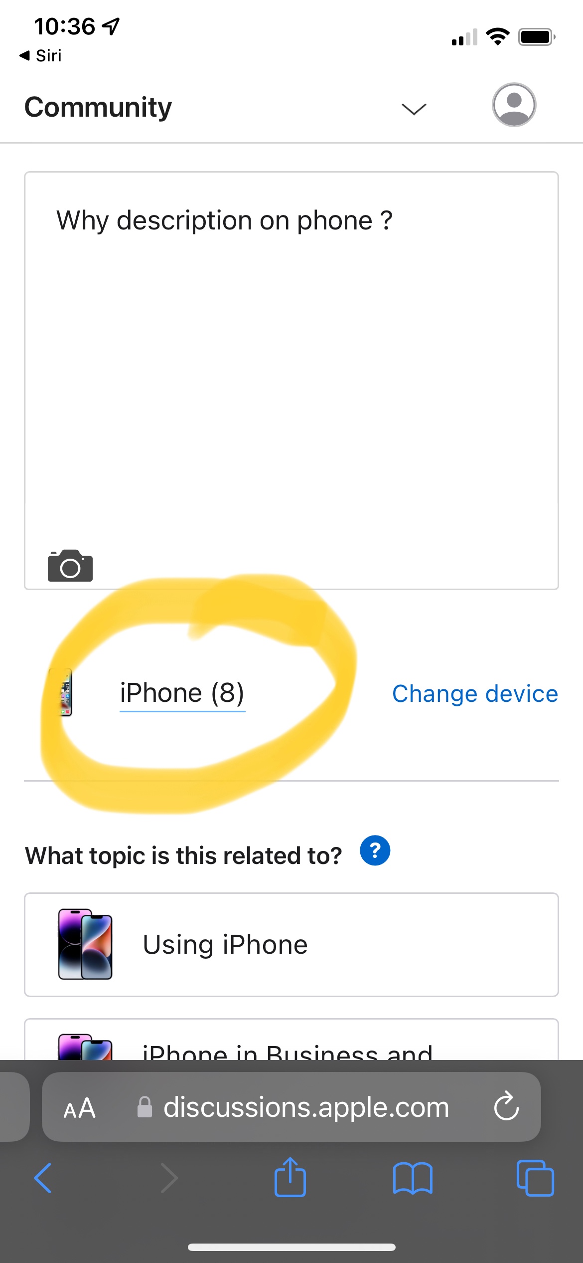 Why is there 2 descriptions on my iPhone,… Apple Community