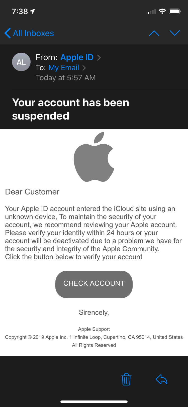 Email scam? Apple Community