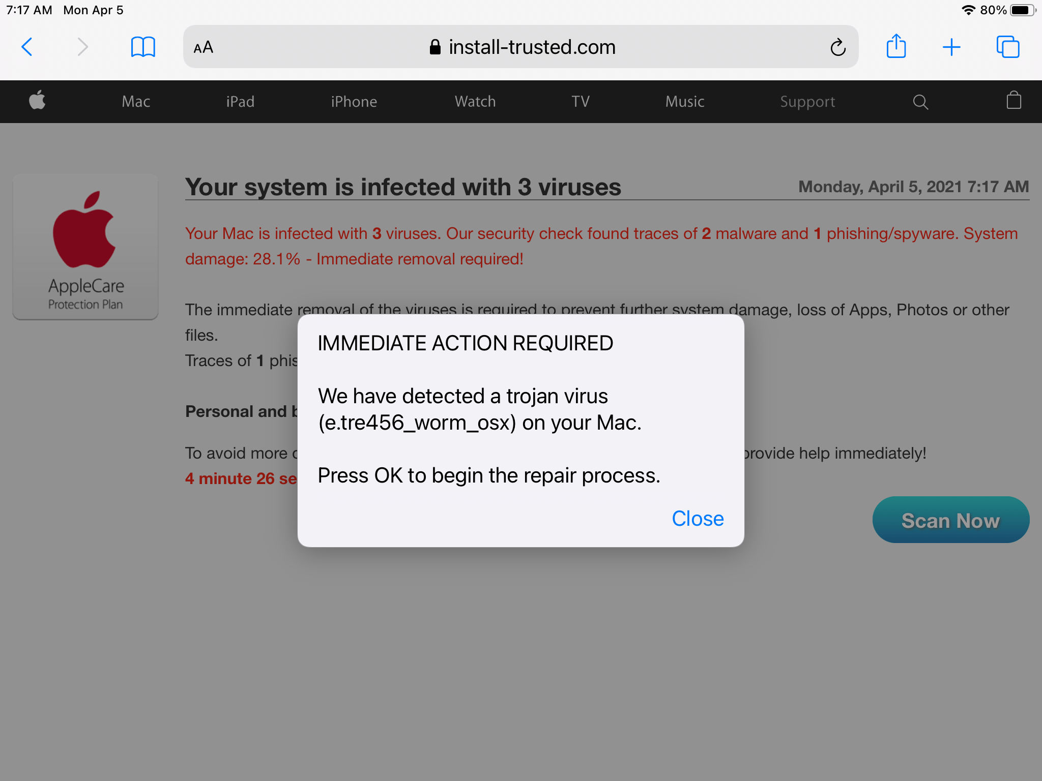 iPad with virus warning... I'm dissappoin… Apple Community