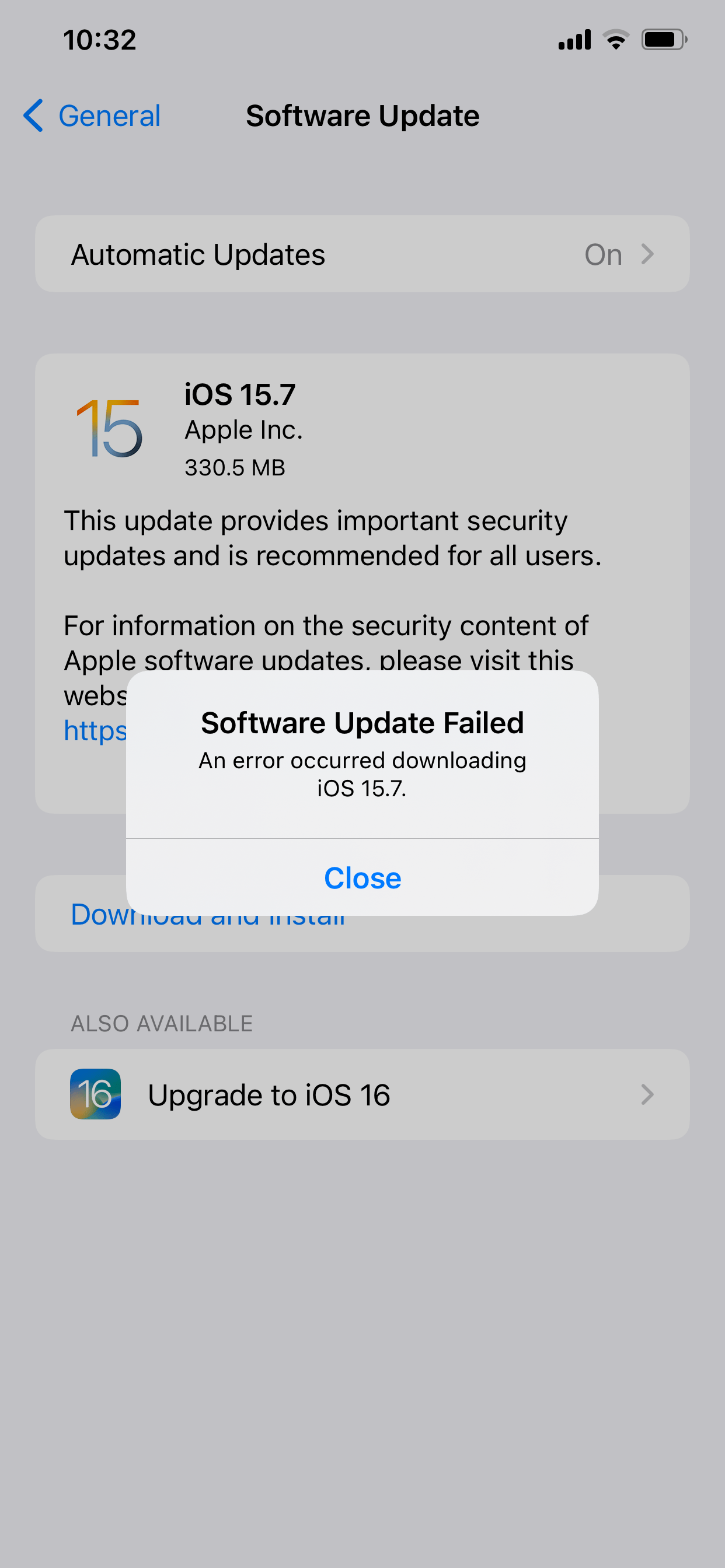 Software Update Failed An error occurred … Apple Community