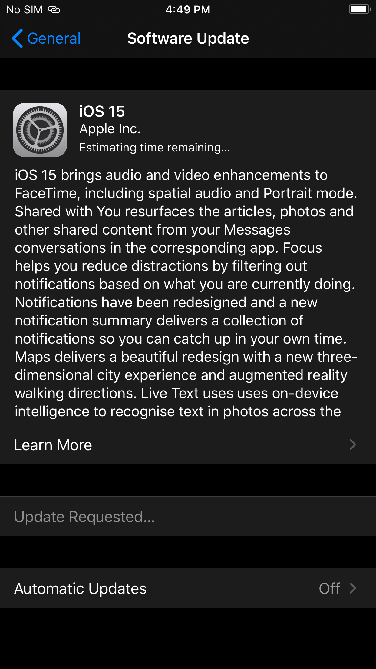 iPhone update problem for estimating time… Apple Community