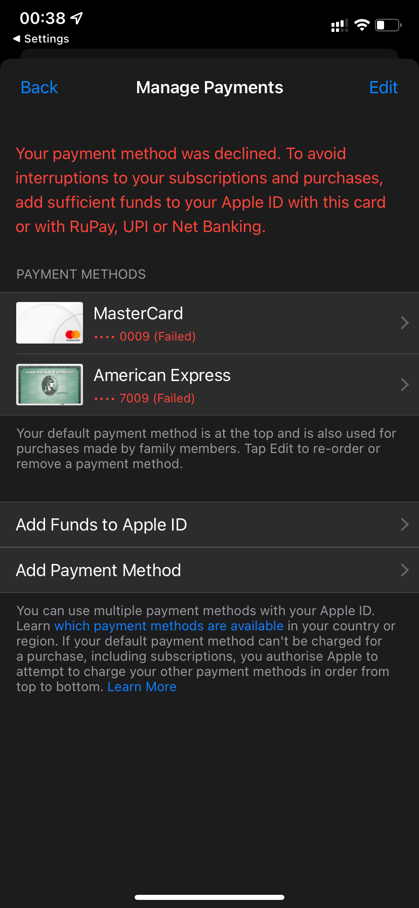Recurring payments are being declined Apple Community