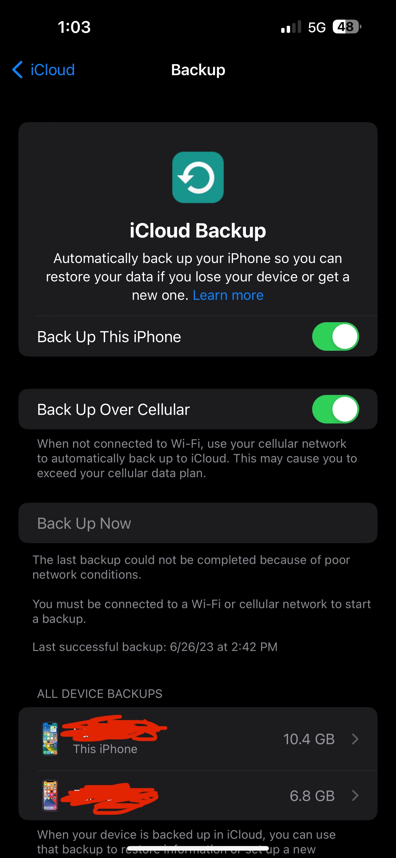 Why won’t my phone back up on cellular da… Apple Community