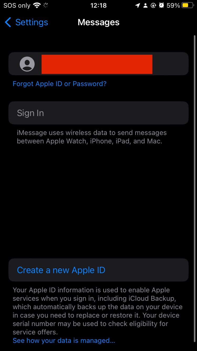 imessage sign in button greyed out Apple Community