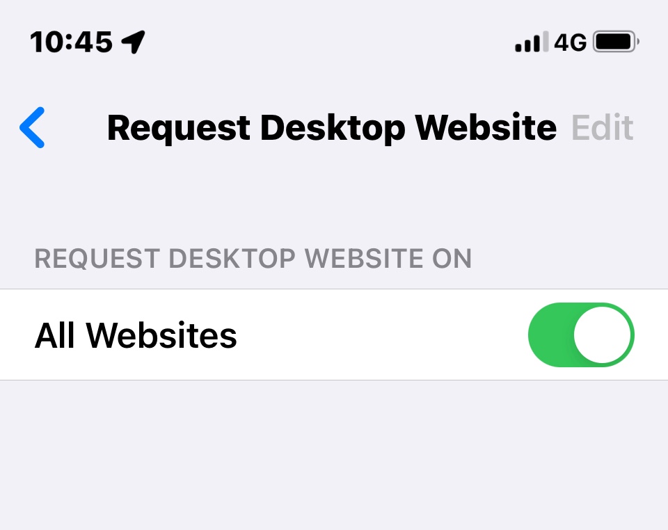 Request desktop site blocked by IPhone 13 Apple Community