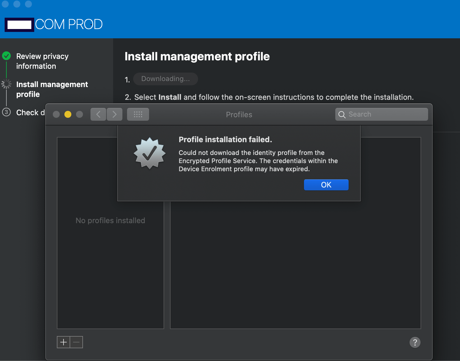 Profile installation failed on Macbook Apple Community