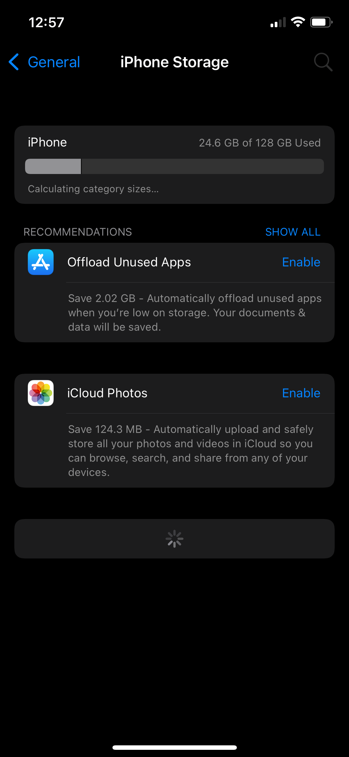 iPhone storage calculating category sizes… Apple Community