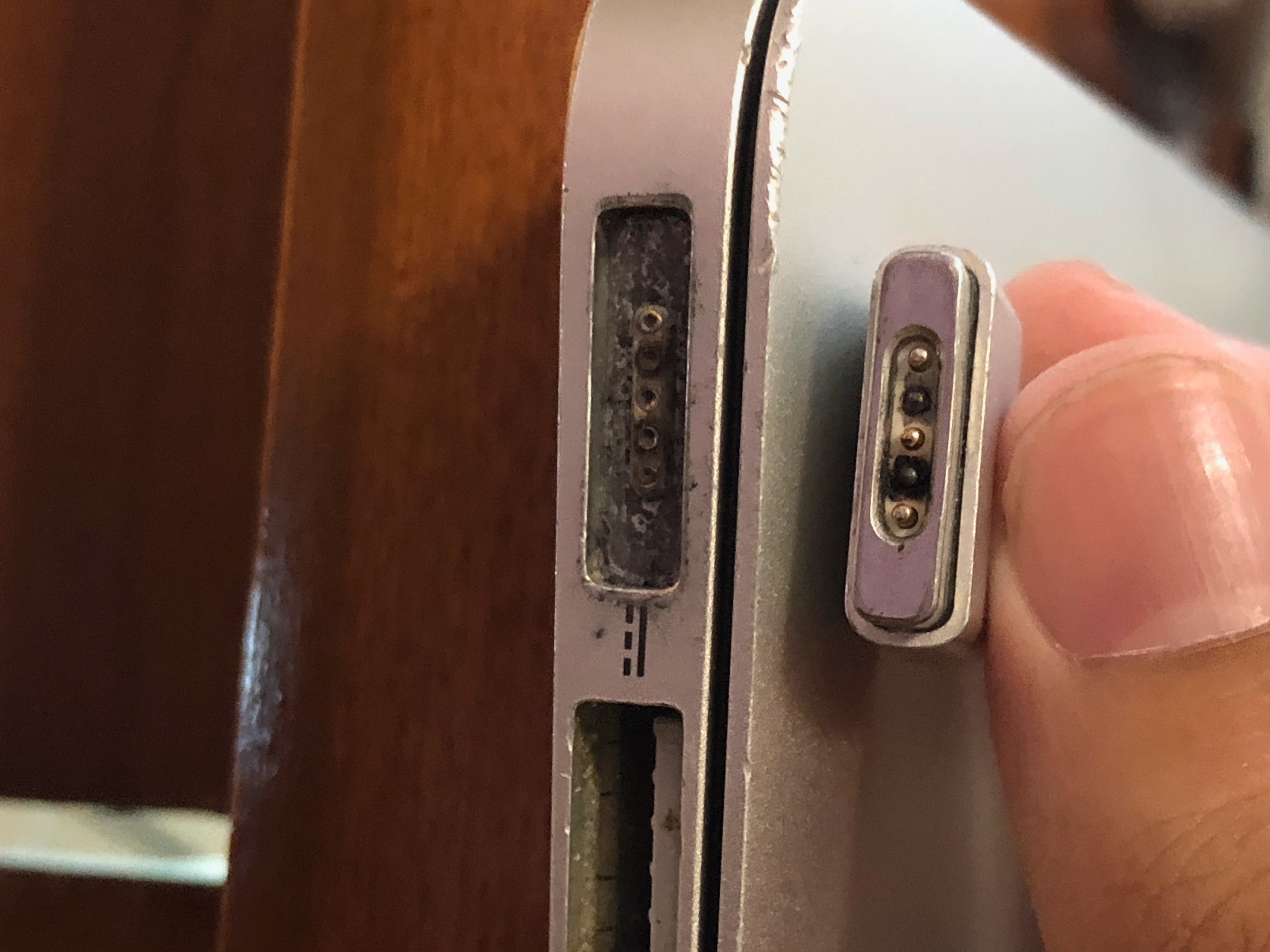 Macbook Air magsafe charger pins burnt an… Apple Community