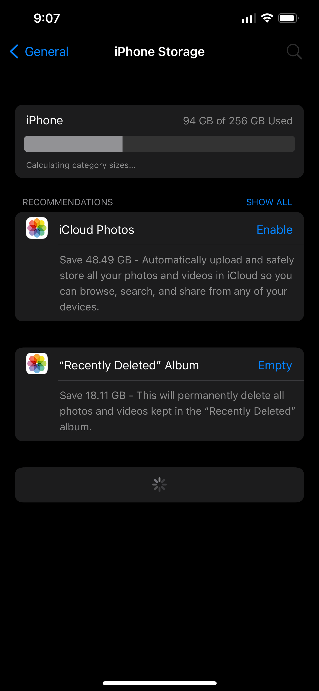 Iphone storage details loading time is to… Apple Community
