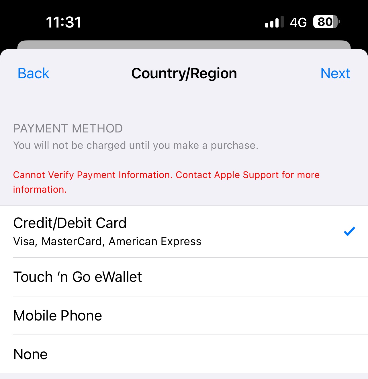 Cannot verify payment Apple Community