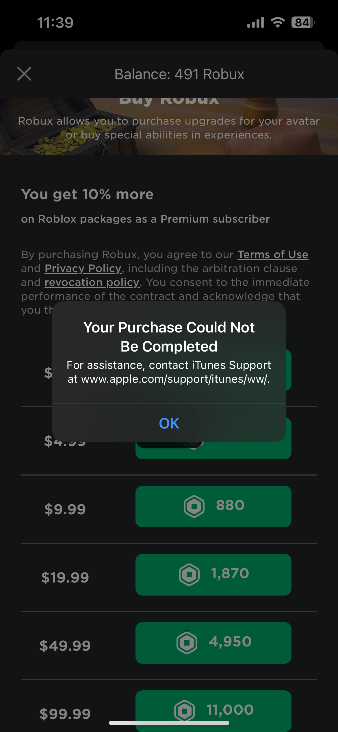 Why can’t I buy robux with my id credit b… Apple Community