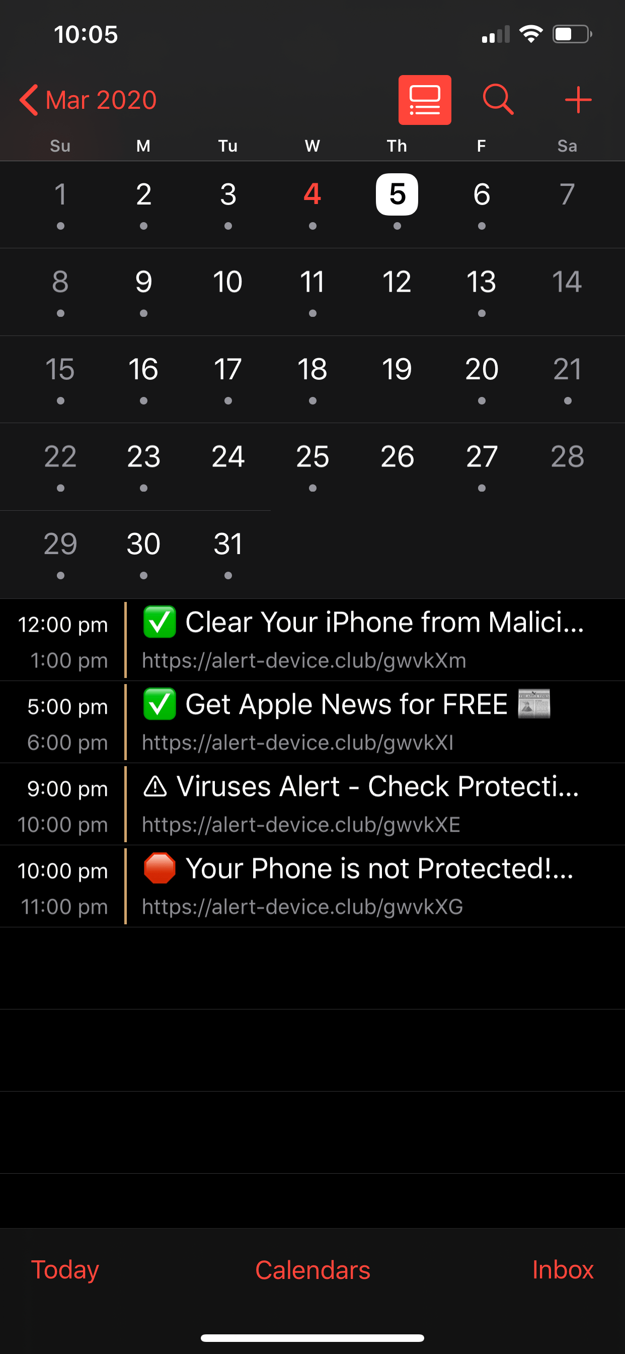 Calendar Spam/virus Apple Community