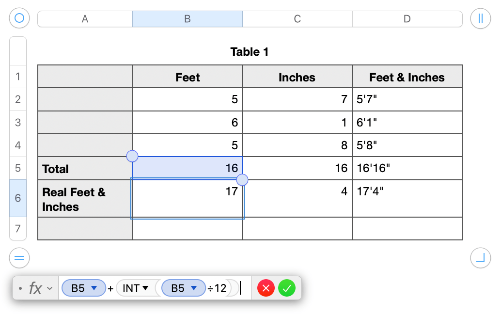 Feet and Inches Format in Numbers Apple Community