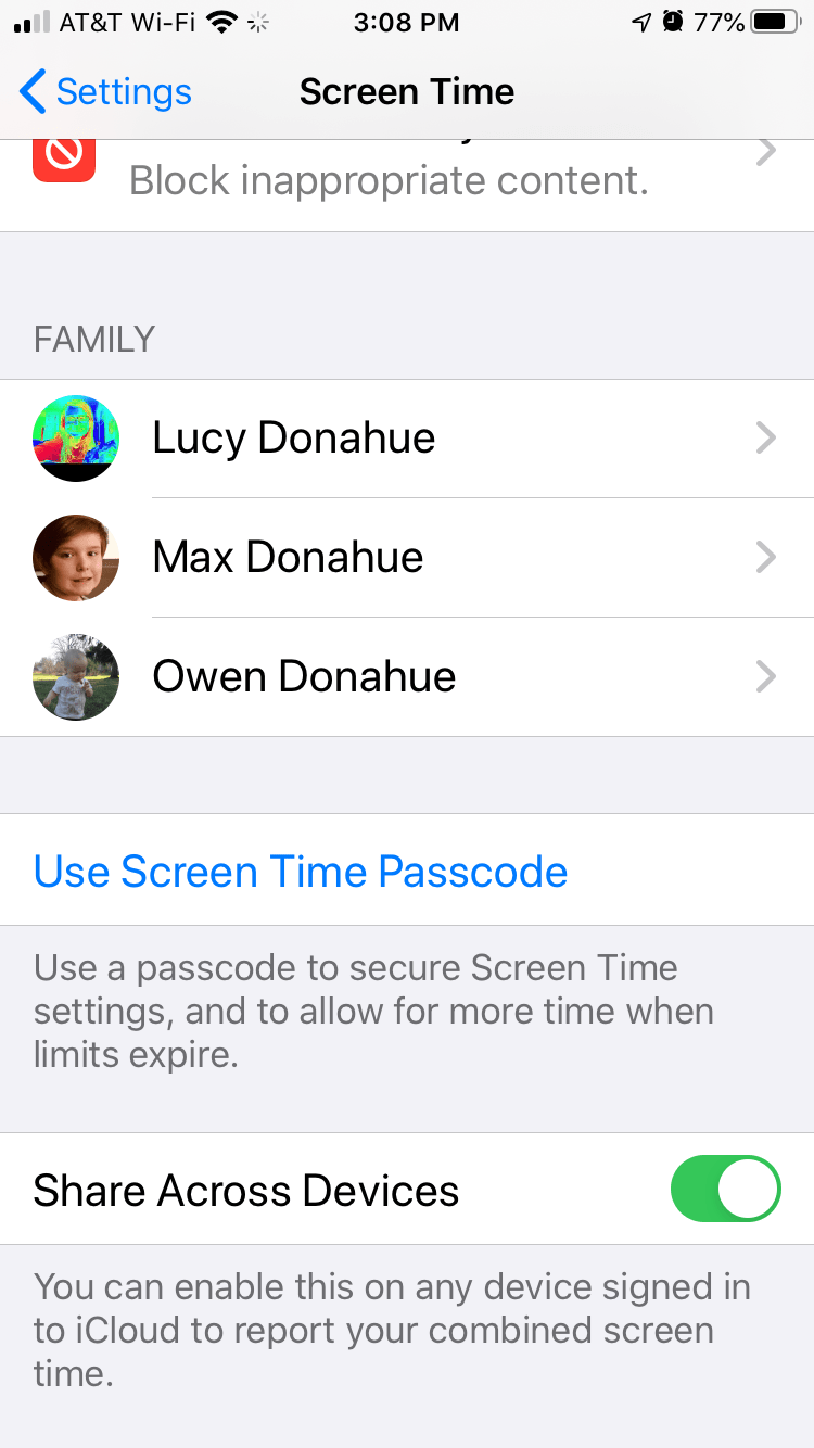 Screentime global vs child settings? Apple Community