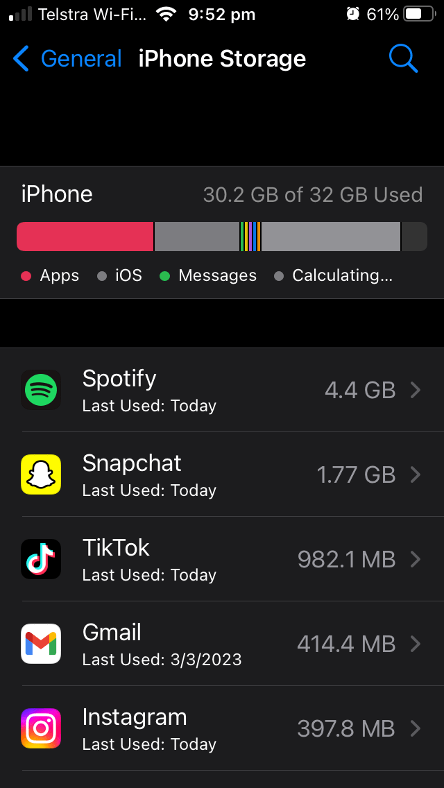 iPhone storage has a category called calc… Apple Community