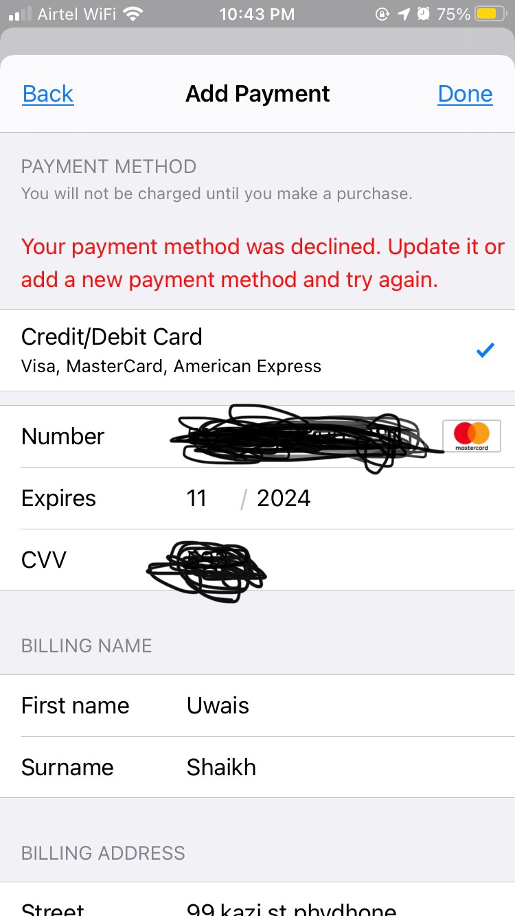 Adding my debit card details and getting … Apple Community