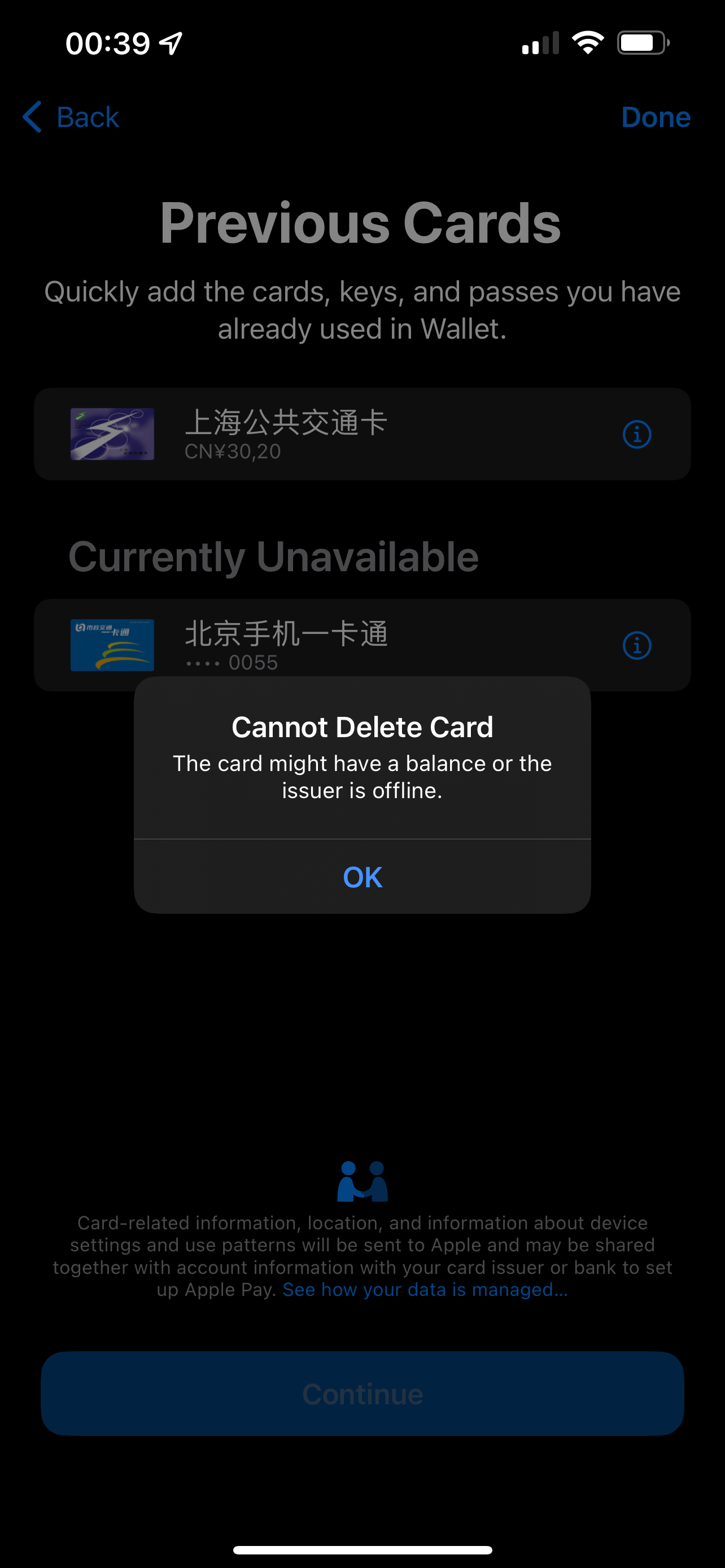 Can't delete unavailable transit cards Apple Community