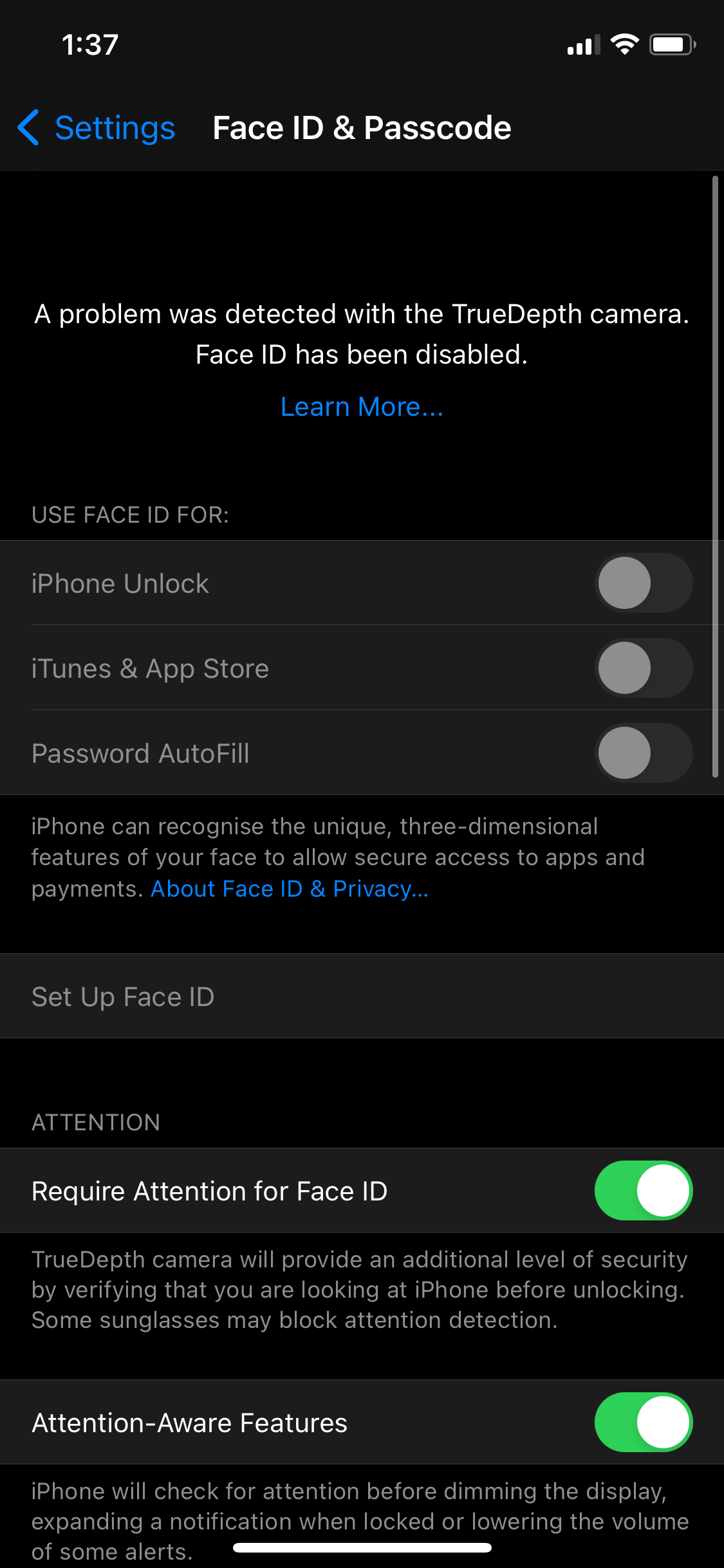Truedepth camera Face id Disable Apple Community