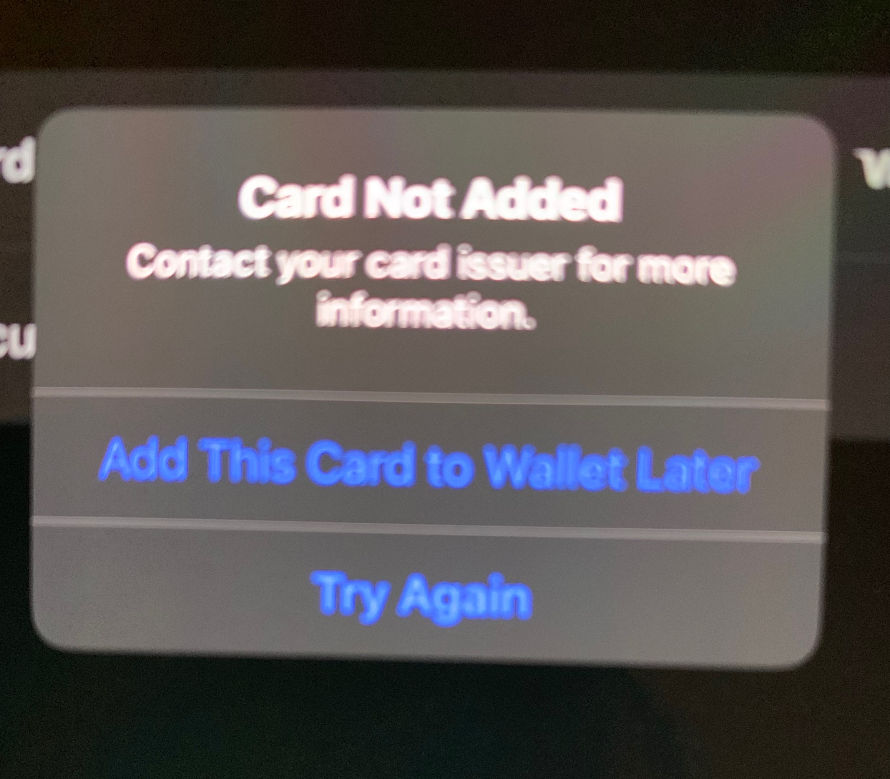Unable to add cards to wallet Apple Community