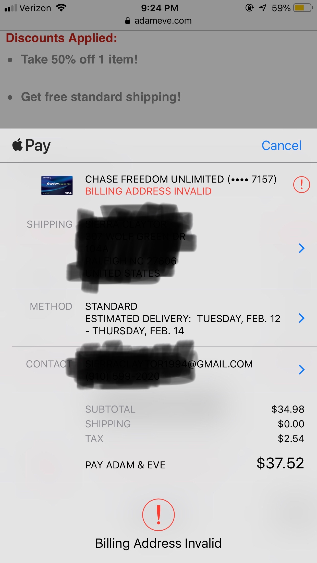 Apply pay billing address invalid Apple Community