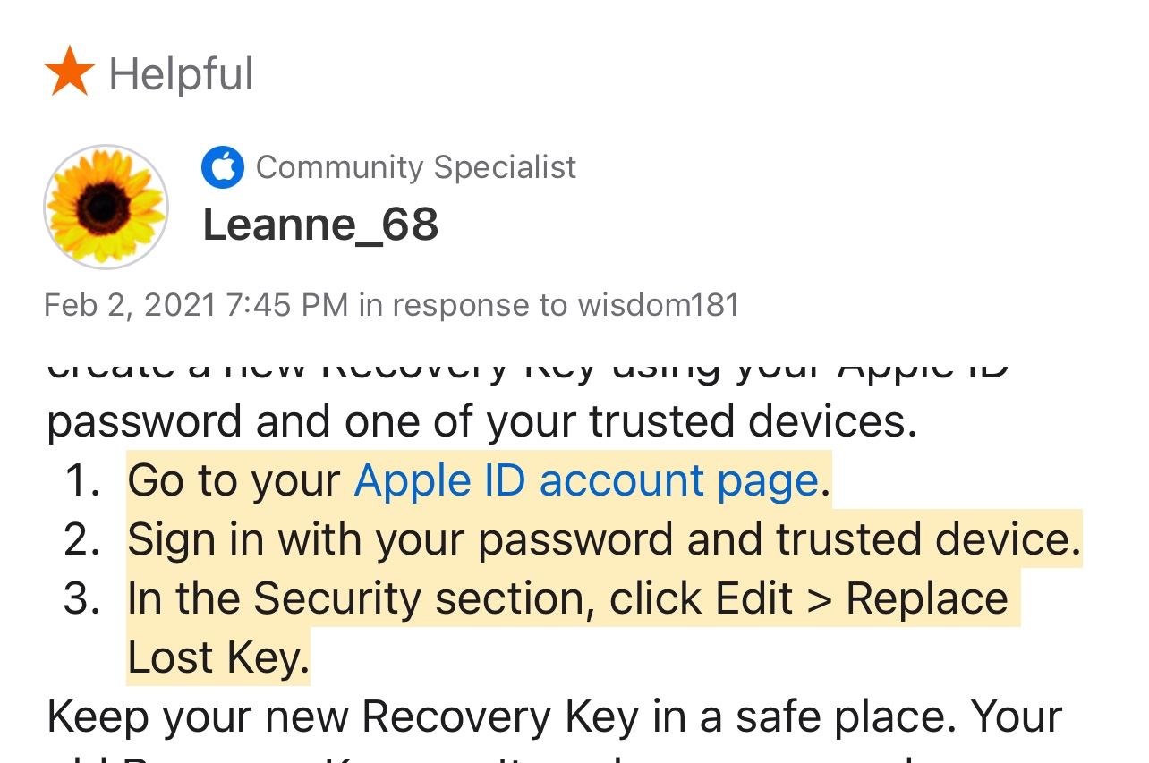 i lost my recovery key Apple Community