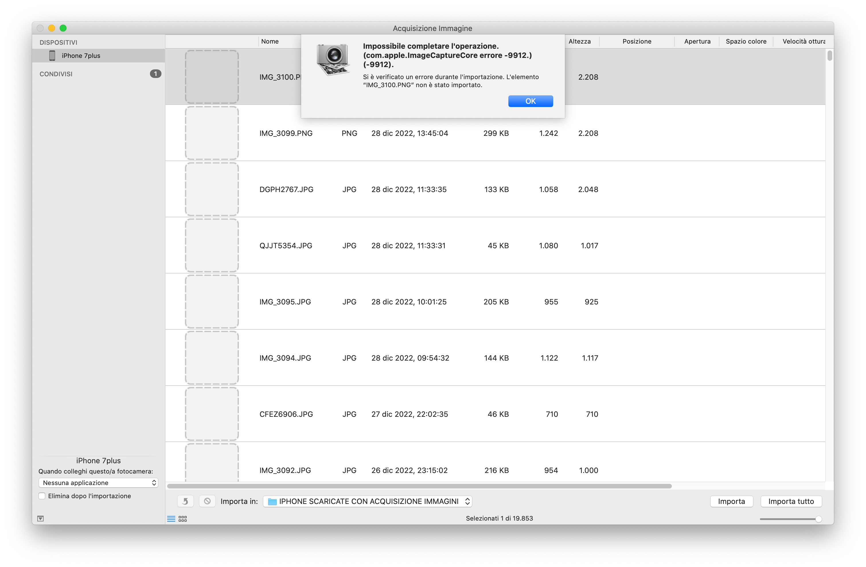 Image capture error 9912 Apple Community
