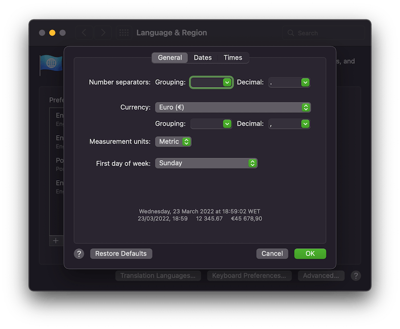 Changing comma to dot with Excel on a Mac Apple Community