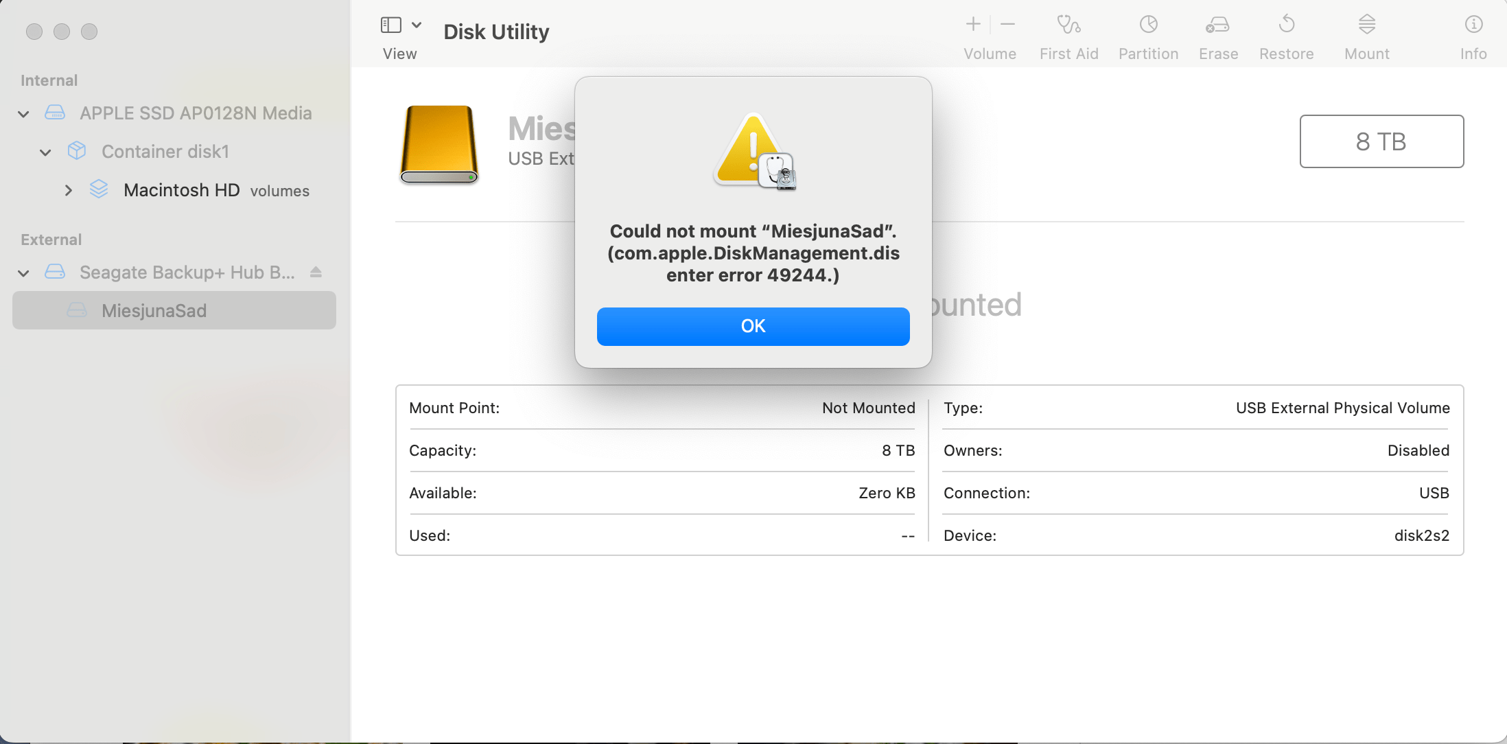 Why can't I mount an external ExFat disc? Apple Community