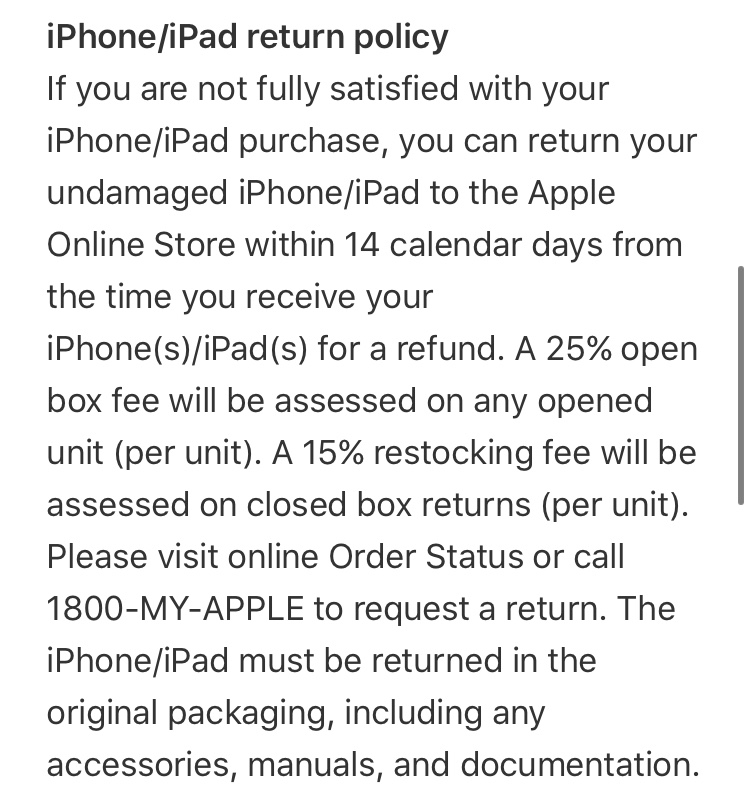 Ipad/Air/Pro restocking fee in 2020 Apple Community