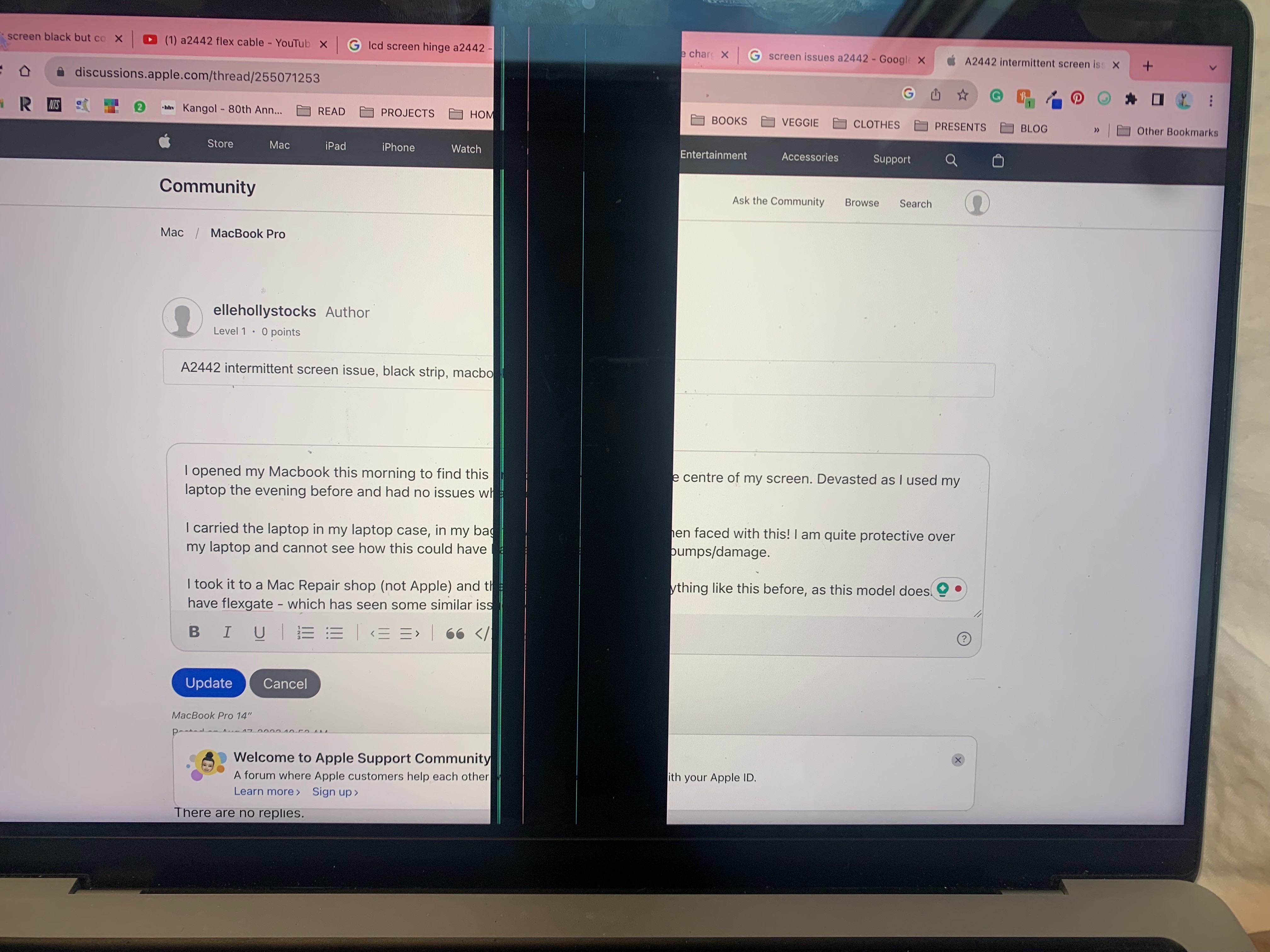 A2442 intermittent screen issue, black st… Apple Community