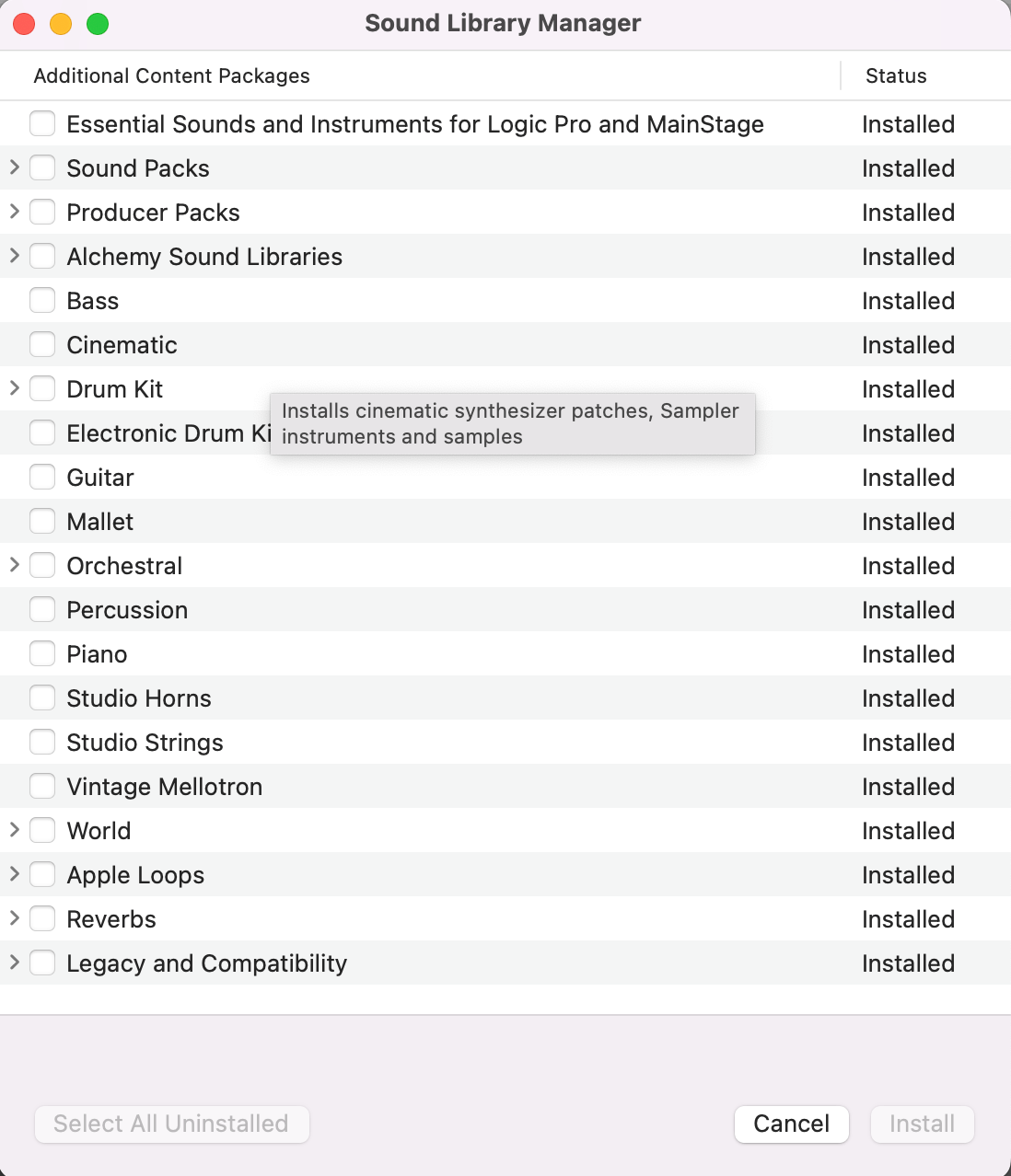 logic pro x not all essential sounds down… Apple Community