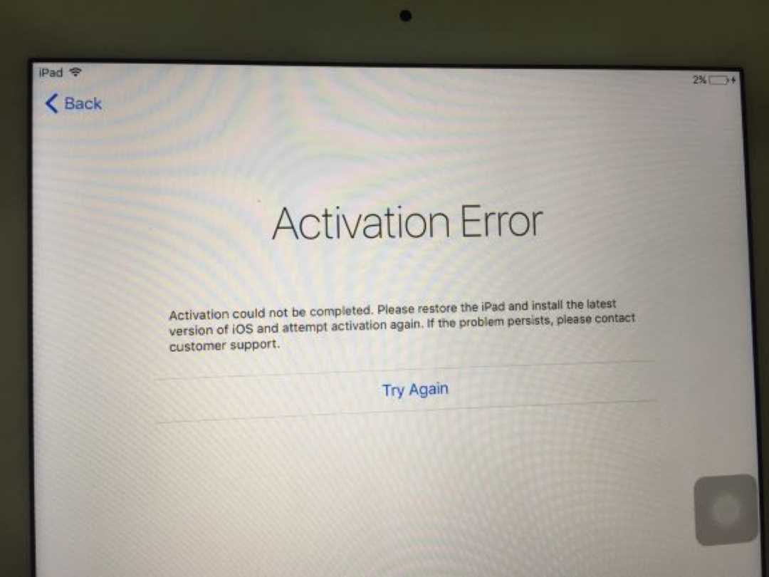 Ipad Activation Error please restore th… Apple Community