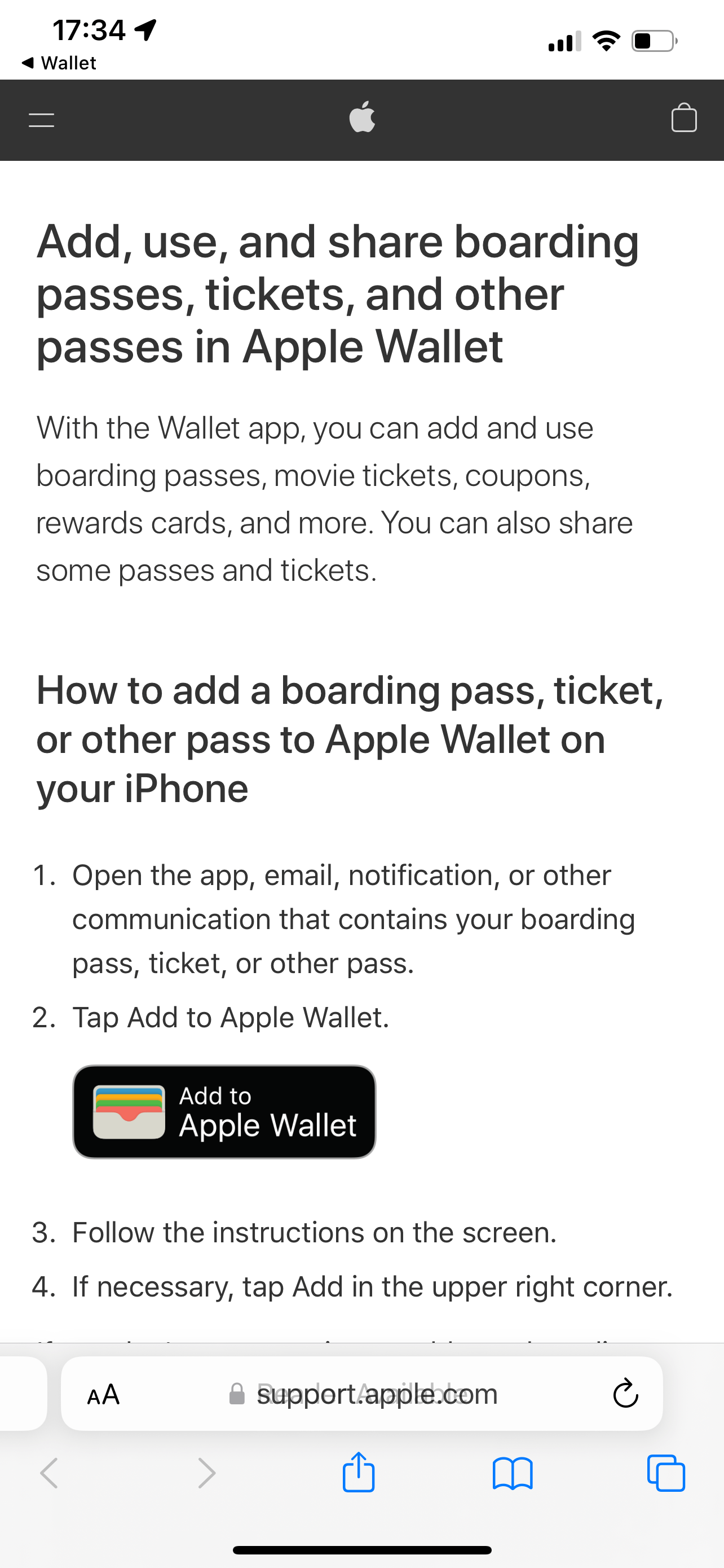 How can i fix my add to wallet? It doesn'… Apple Community