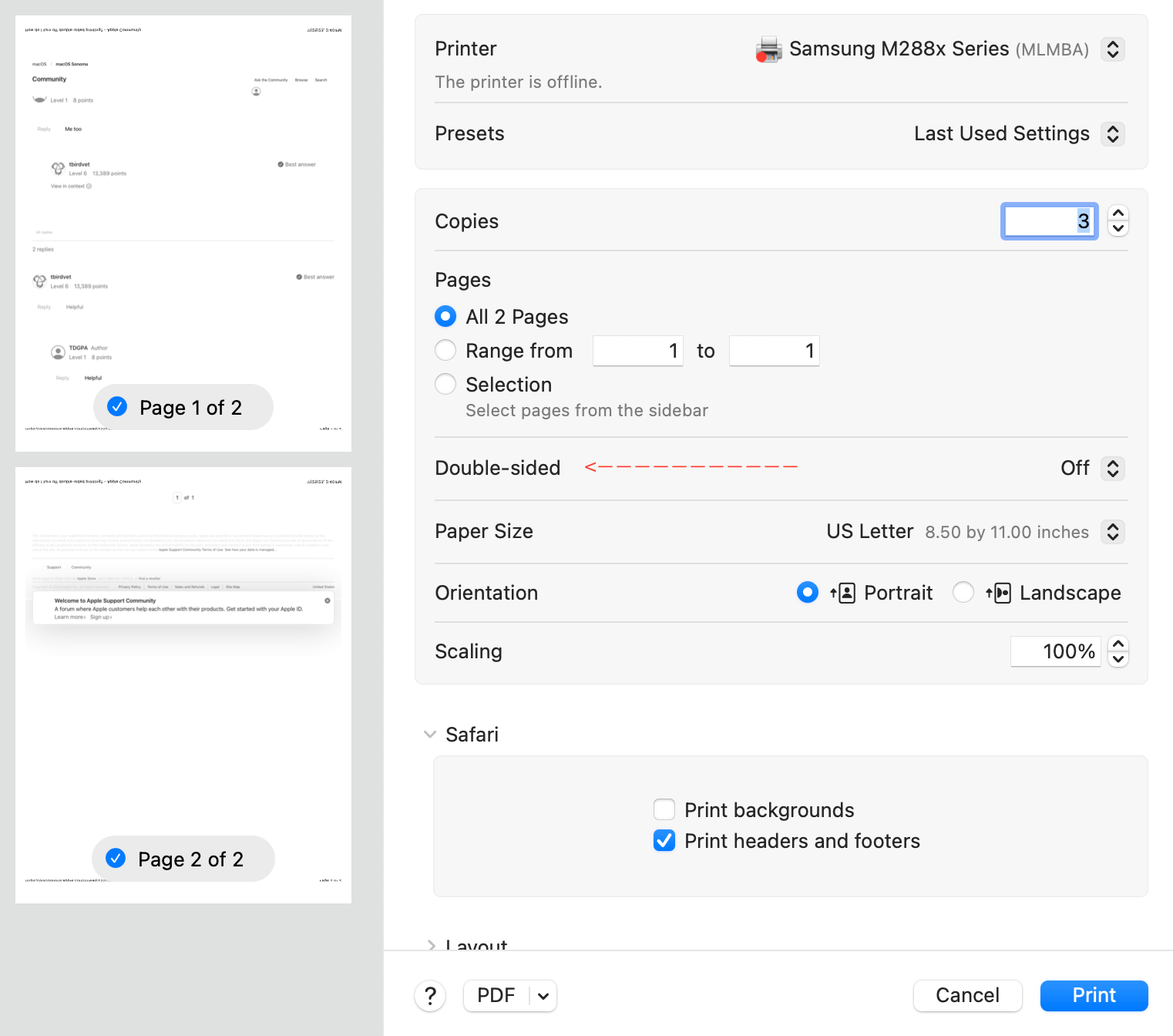 How do I turn off doublesided printing? Apple Community