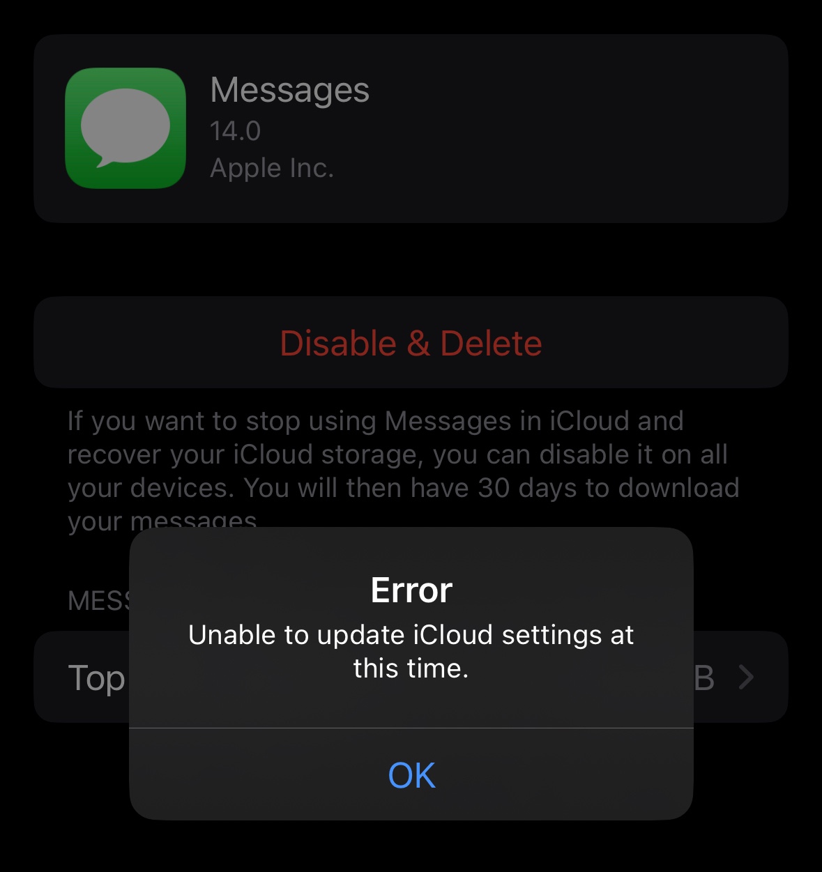 Unable to update iCloud settings at this … Apple Community